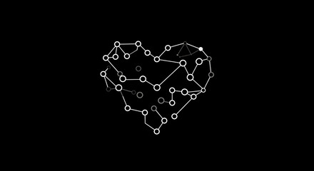 Aufkleber - Abstract Heart Network Interconnected Circles and Lines