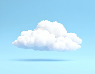 Poster - A fluffy white cloud floats against a pale blue backdrop