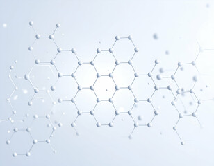 Poster - Abstract hexagonal molecule network, nodes, connections, light grey background