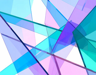 Poster - Abstract colorful translucent glass shards intersect on white