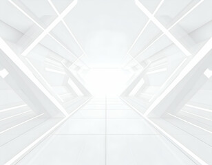 Poster - Futuristic white corridor with geometric design