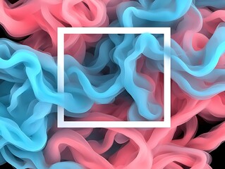 Aufkleber - Colorful Abstract Swirling Waves in Soft Blue and Pink with Frame