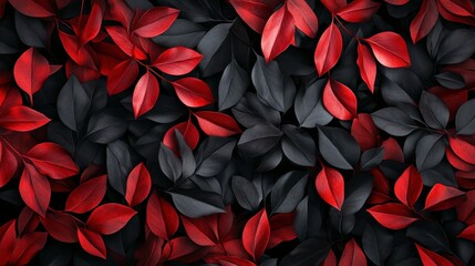 Aufkleber - Red and black leaves background.