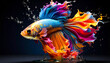 © Seckin - floating colors inside fish tank. Background concept. Generated Image