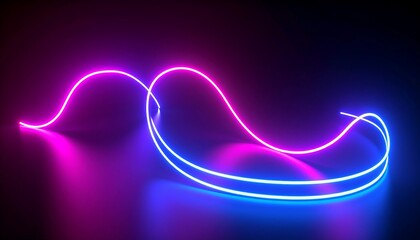Poster - Neon Mustache shape on black backdrop.