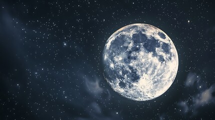 Wall Mural - pixelated full moon in a starry night sky with cloudscape and digital art