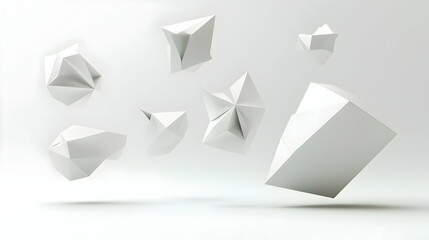 Poster - Abstract origami composition with clean polygonal shapes on a light backdrop