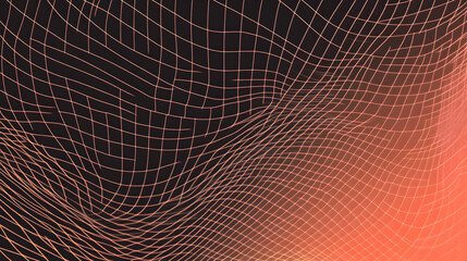Poster - Warped perspective grid, abstract background, with a gradient effect, warm colours