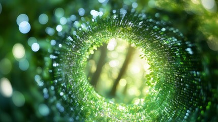 Poster - Lush green leaves form a swirling tunnel leading to a sunlit forest.