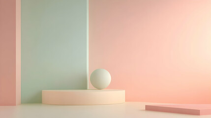 Poster - Minimalistic display with pastel geometric shapes and soft color transitions