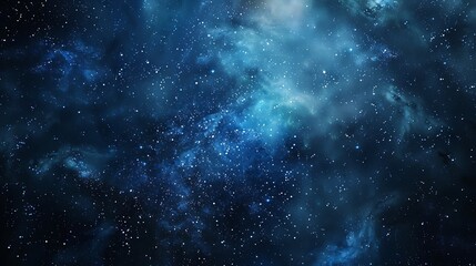 Wall Mural - vibrant blue nebula with shining stars in deep space background