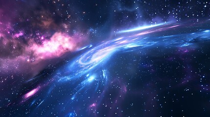 Wall Mural - vibrant nebula with swirling blue and purple hues illuminated by twinkling stars