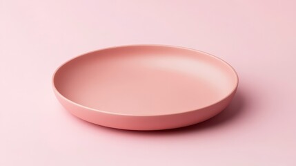 Poster - A pale pink, shallow bowl sits on a matching pink background.