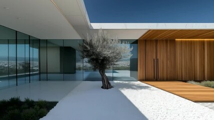 Fototapete - Modern elegant house with sleek contemporary design