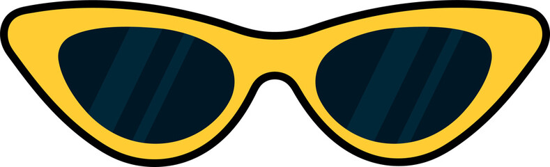 Wall Mural - yellow cat eye sunglasses icon, simple design element with black outline