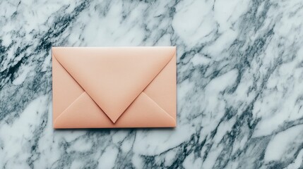 Fototapete - Pale pink envelope on marble background.