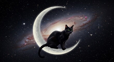 cosmic cat: galaxy's crescent moon companion