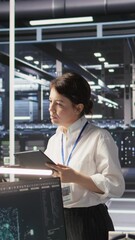 Poster - vertical video data center team leader supervising system operations supporting neural networks and 