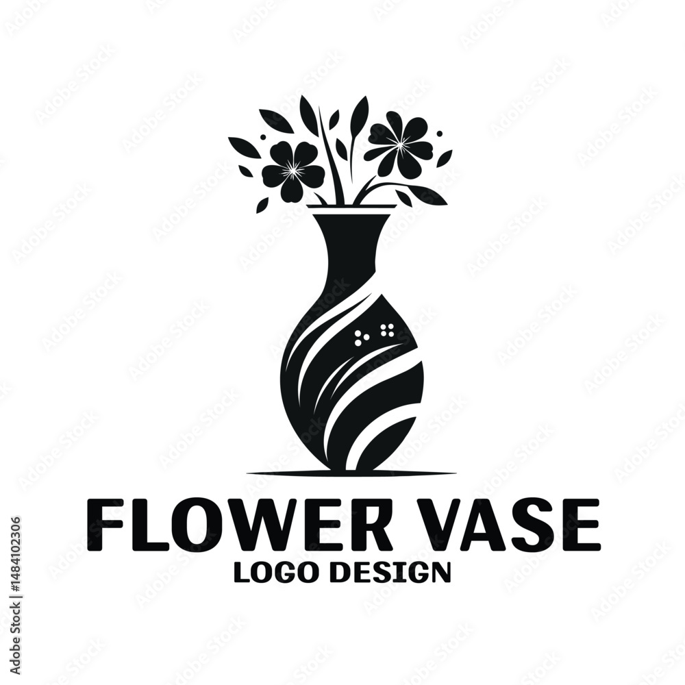 Flower Vase Vector Logo Design Stock Vector | Adobe Stock