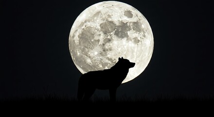  Wolf Silhouette, Full Moon Night: Ethereal Majesty