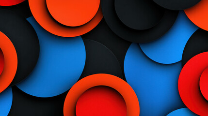 Aufkleber - vibrant geometric circles in red, blue, and black layered composition for modern design