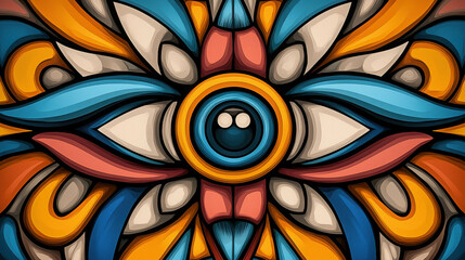 Poster - Vibrant Abstract Pattern with Floral Elements and Colorful Curves for Modern Decor and Design