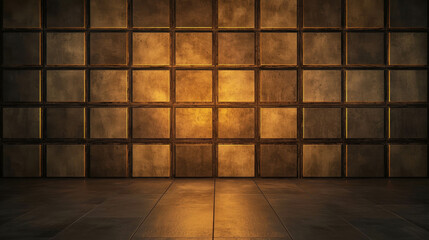 Poster - Rustic Wall with Warm Lighting Creating an Inviting Atmosphere for Interior Design Projects