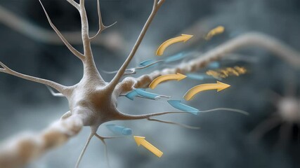 Poster - electrical signals travel along axon triggering chemical neurotransmitters to cross synaptic gap and