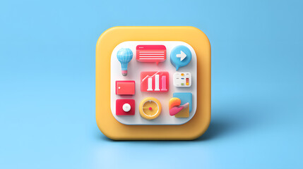 Wall Mural - 3D business icon workflow single icon cartoon