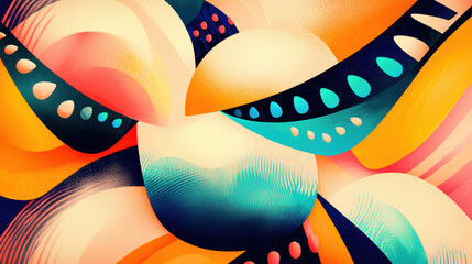 Poster - Abstract colorful flowing shapes with vibrant gradients and dotted patterns creating a dynamic modern artistic composition for design projects