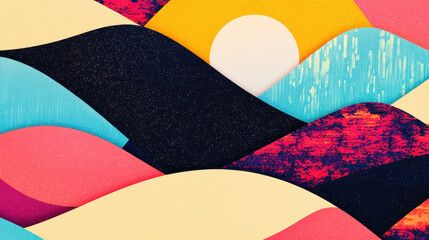 Poster - Colorful abstract background with vibrant textured waves and geometric shapes in a modern artistic design suitable for creative projects and visual arts