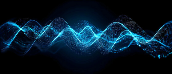 Poster - Abstract Blue Light Waves Pattern Design
