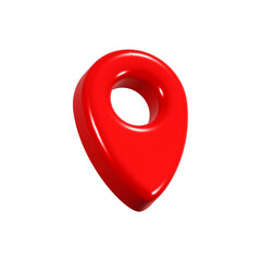 Poster - Red location pin 3d render icon in cartoon plastic style minimal isolated on transparent background