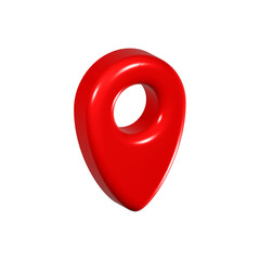 Poster - Red location pin 3d render icon in cartoon plastic style minimal isolated on transparent background