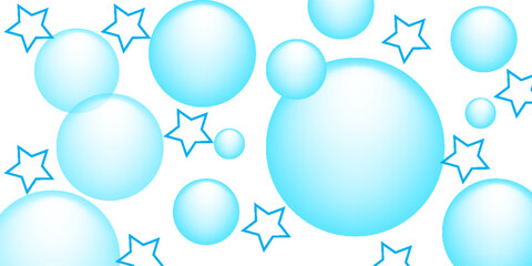 Poster - Minimalist banner background, pastel colorful, Light Blue gradations. bubble and star Circle effect style, abstract background. Vector Illustration