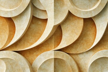 Poster - Abstract beige 3D layered pattern with swirling, circular motifs.  Subtle texture variation adds depth