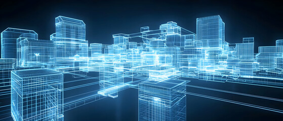 Poster - glowing digital cityscape