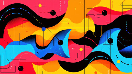 Poster - Colorful abstract geometric art with bold shapes vibrant palette contemporary design dynamic composition visual creativity