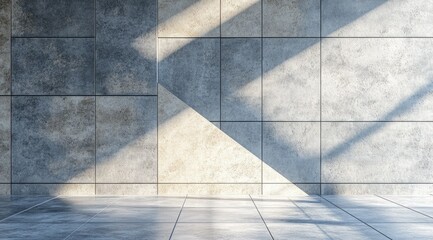 Poster - Sunlit minimalist room with tiled floor and wall