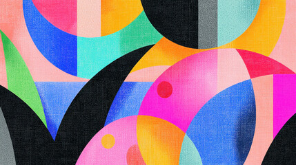 Poster - Abstract geometric colorful pattern with circles and arcs in vibrant shades for modern design and creative artwork background visual interest