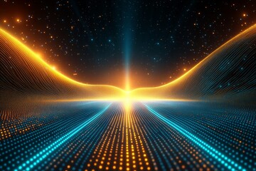 Poster - Abstract Glowing Energy Lines in Dark Space