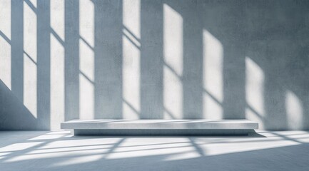 Poster - Minimalist concrete platform in sunlit room