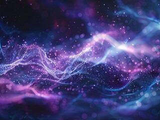 Poster - Abstract Glowing Particles Flowing in Dark Space