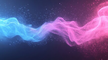 Poster - Abstract Pink and Blue Particle Wave on Dark Background