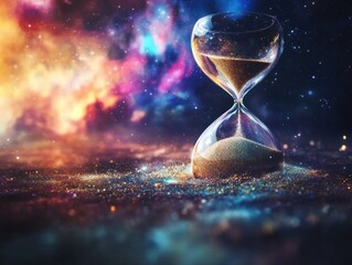 Wall Mural - Hourglass with cosmic background concept