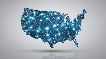 Poster - usa map illuminated by stars representing universal welfare cap concept in a futuristic and optimist