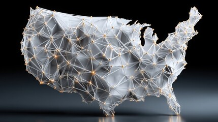 Poster - Map of the united states adorned with string lights representing economic diversification and community spirit