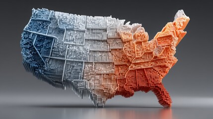 Poster - United states map depicting progressive taxation engine icon concept with detailed visual representation