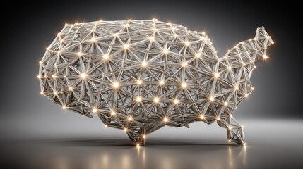 Poster - Innovative 3d printed map of the united states showcasing ai-simulated cross-border e-commerce economic landscape
