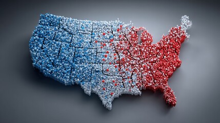 Poster - Artistic representation of the united states featuring colors of the national flag emphasizing consumer behavior economy concepts